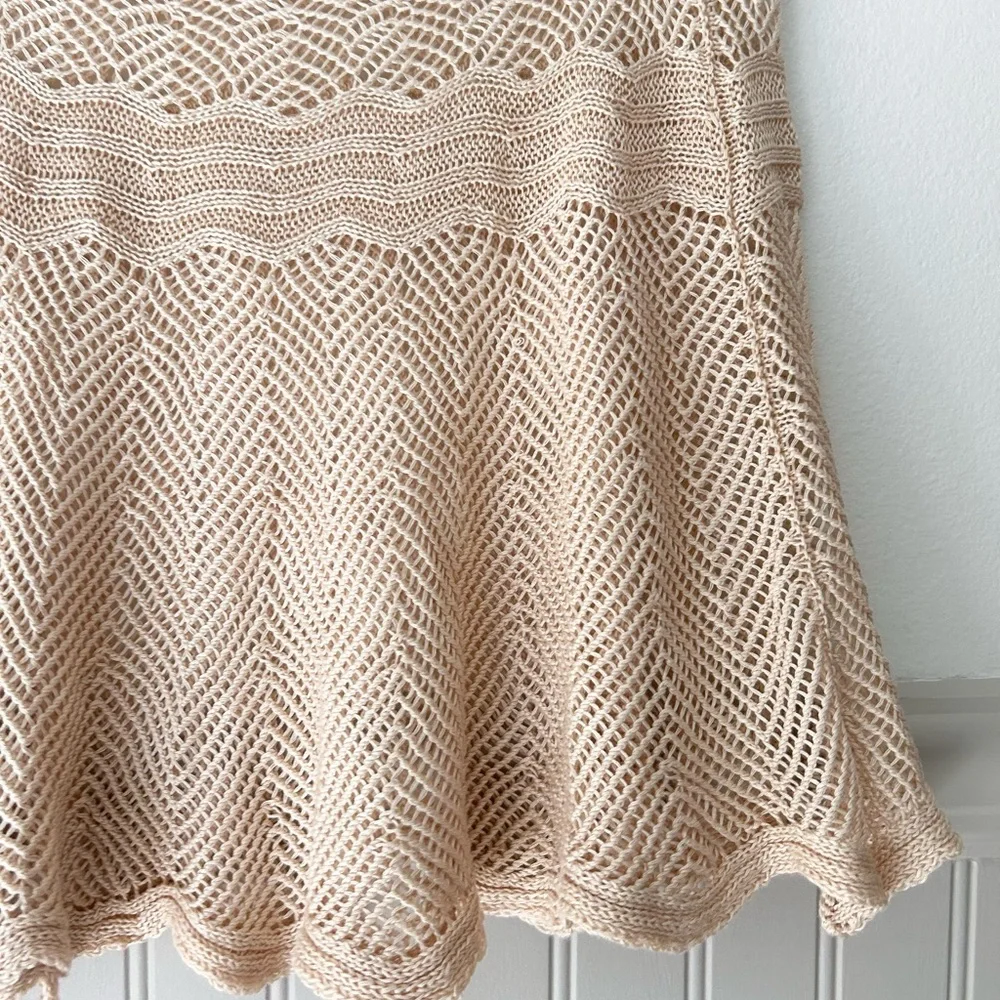 Elegant Tan Crochet Knit Skirt - One Size Neutral